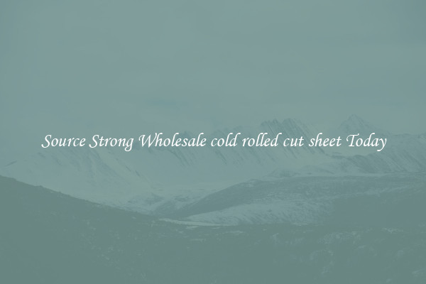 Source Strong Wholesale cold rolled cut sheet Today