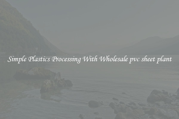 Simple Plastics Processing With Wholesale pvc sheet plant